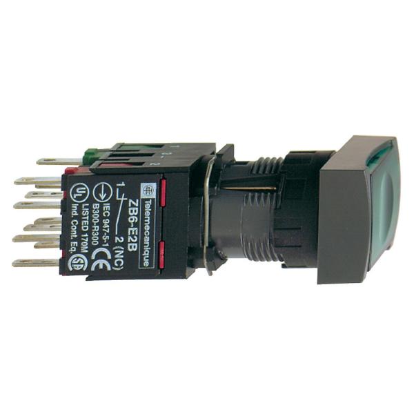 PULSADOR LUMINOSO 16 RASANTE IMPULSOR CA VERDE RECTANGULAR