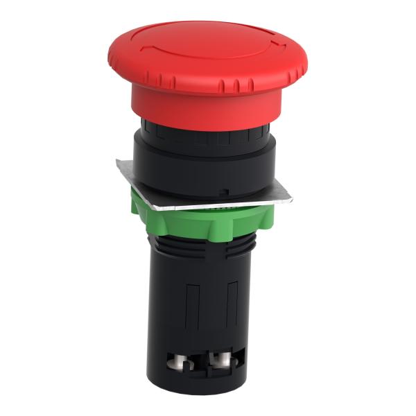 Desconexión de emergencia Ø 22 - cabeza de seta roja Ø 40 mm - girar para liberar 1 NC