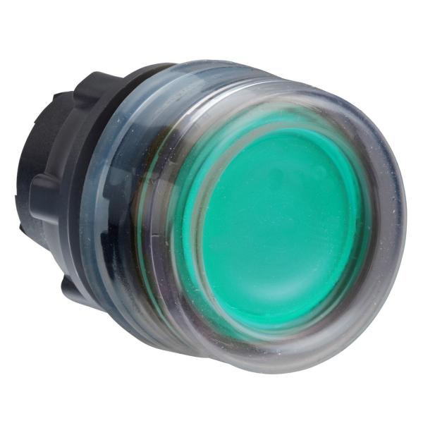 CABEZA PULSADOR LUMINOSO DIMETRO 22 RASANTE CAPUCHN VERDE