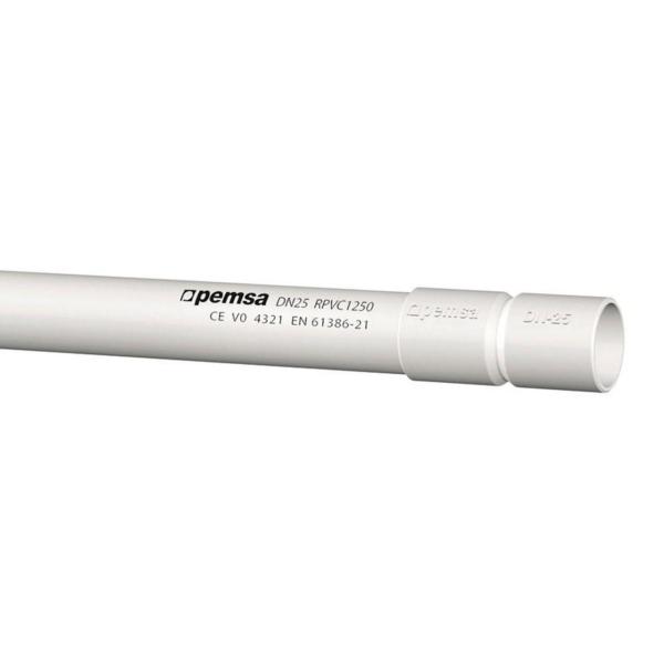 TUBO RÍGIDO ENCHUFABLE RPVC 1250, IP44, DN20 EN COLOR GRIS RAL 7035.