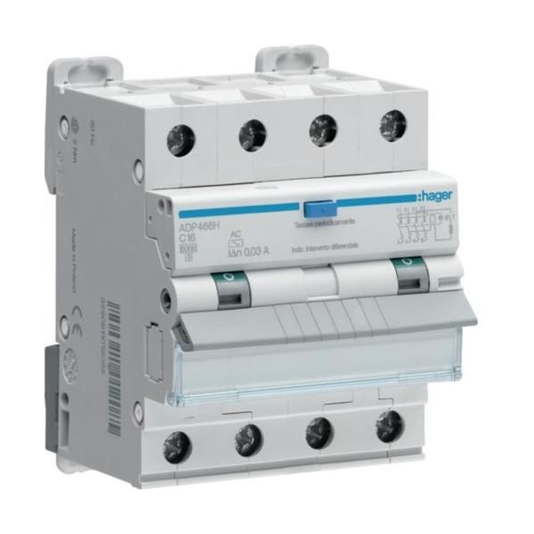 INTERRUPTOR AUTOMÁTICO DIFERENCIAL 4PS 6kA C-25A 30mA TYPE-A