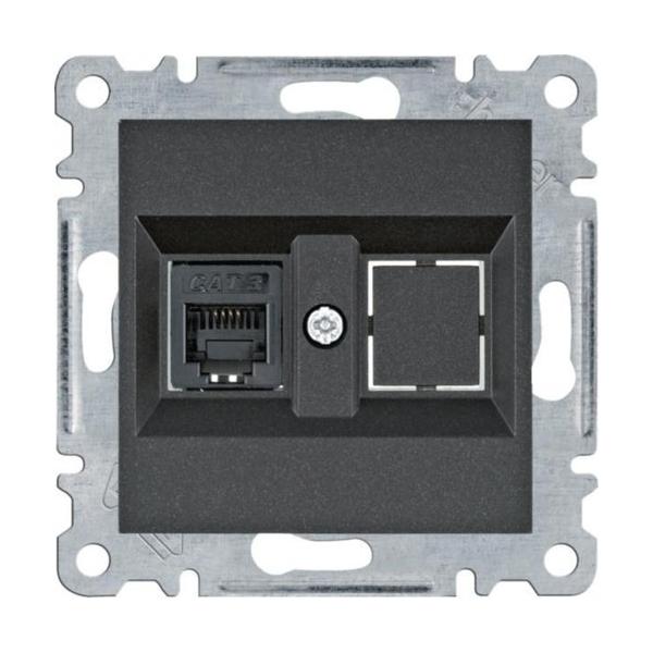 TOMA SIMPLE RJ11/RJ12 LUMINA NEGRO