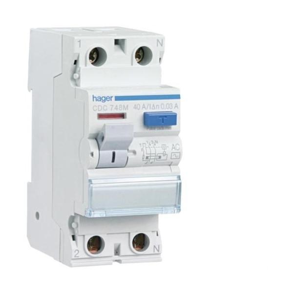 INTERRUPTOR DIFERENCIAL TIPO-AC 2P 40A 30mA POSICIN DEL NEUTRO DERECHA