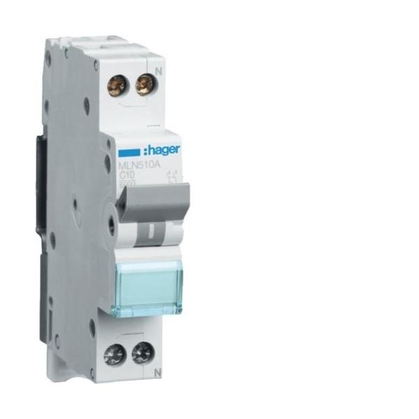 INTERRUPTOR AUTOMTICO 1P+N 10A CURVA-C 6kA 1 MDULO