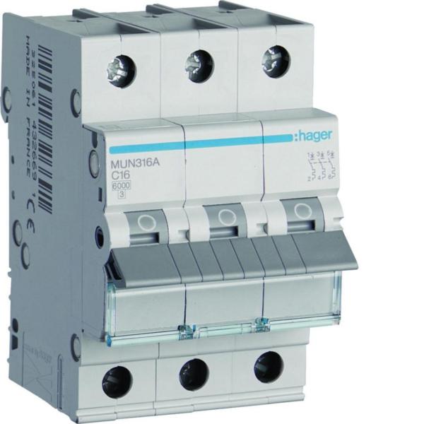 INTERRUPTOR AUTOMÁTICO 3P 16A CURVA-C 6kA