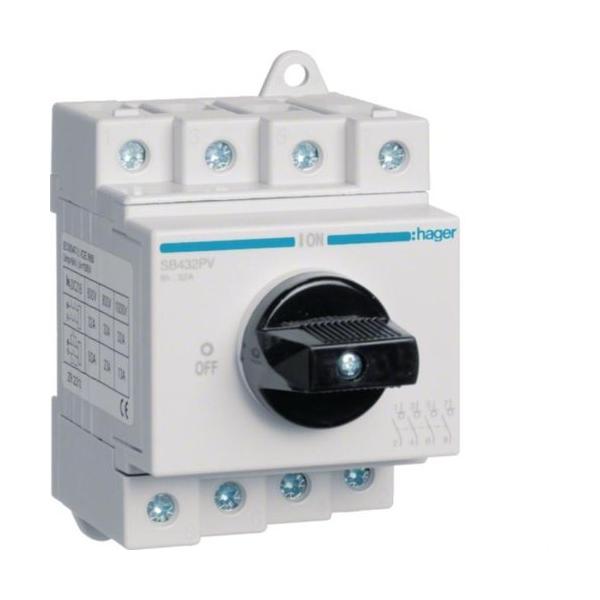 INTERRUPTOR ROTATIVO ESCALONADO 4P 32A 1000V CC