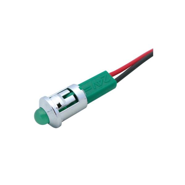 PILOTO CROMADO 260C DIMETRO 8mm 24V VERDE
