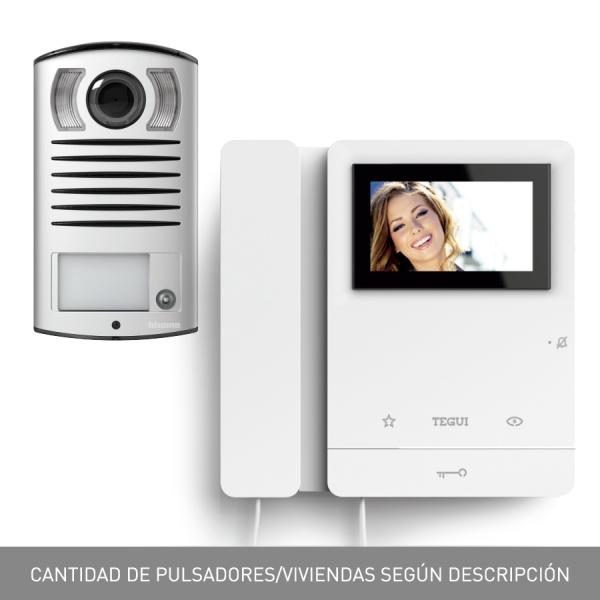 Kit video 2 viviendas 2 hilos, placa LÍNEA 2000 y dos monitores SERIE 8