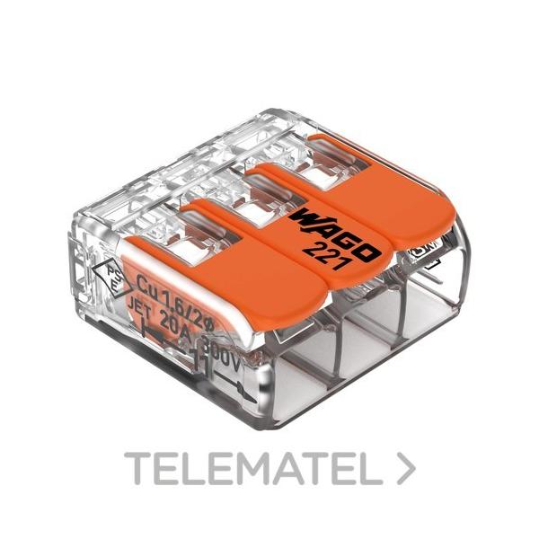 BORNA CONEXIÓN COMPACT SERIE 221 3 CONDUCTORES TRANSPARENTE