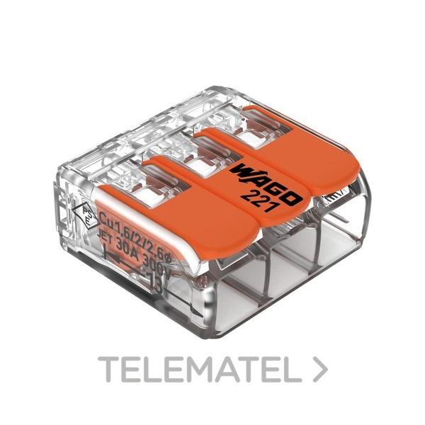 BORNA DE DERIVACIÓN DE 6mm² TRANSPARENTE DE 3 VÍAS