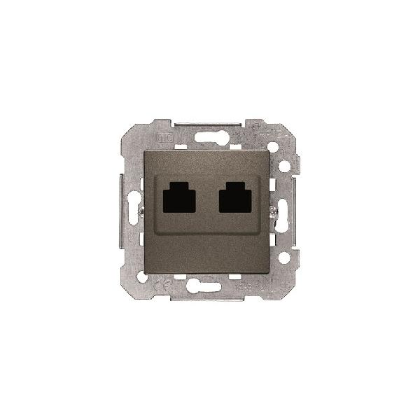 Viva, toma doble rj45 cat6, gris lava sin garras emborne sin herramienta