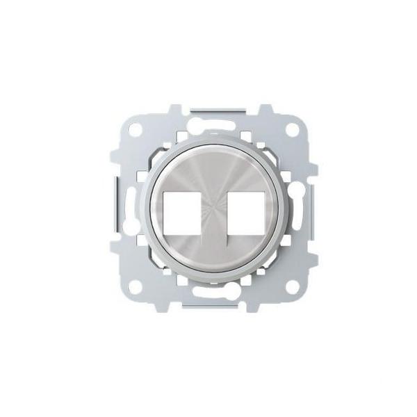 TAPA 2 CONECTORES TELÉFONO INFORMÁTICA SKYMOON CROMO