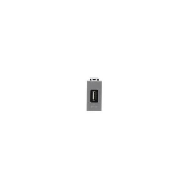 TOMA CARGADOR USB CON 1 MDULO 2A/5V ZENIT PLATA