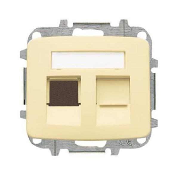 TAPA CON VENTANA 2 CONECTORES TELEFONÍA / INFORMÁTICA ARCO BLANCO MARFIL