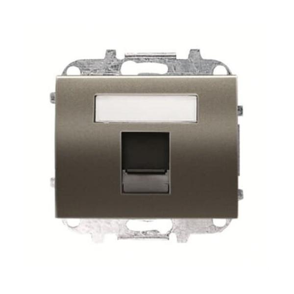 TAPA CON VENTANA PARA 1 CONECTOR TELEFONÍA / INFORMÁTICA OLAS ACERO PERLA