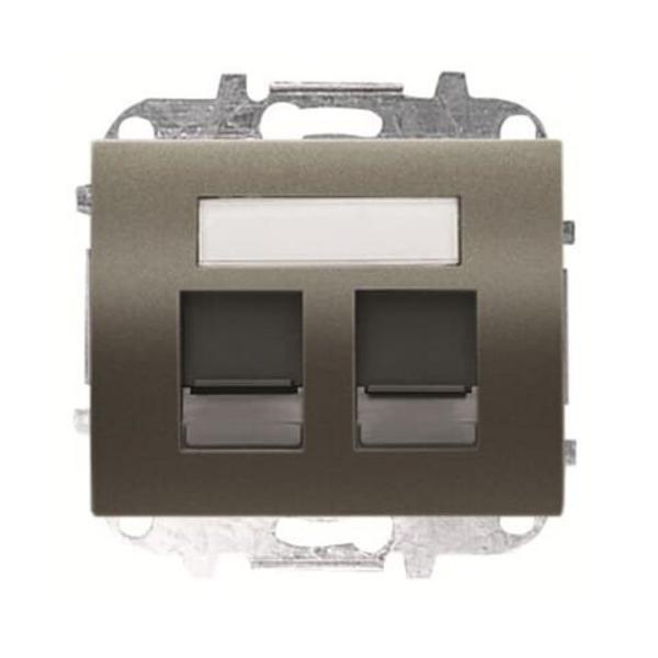 TAPA CON VENTANA PARA 2 CONECTORES TELEFONÍA / INFORMÁTICA OLAS ACERO PERLA