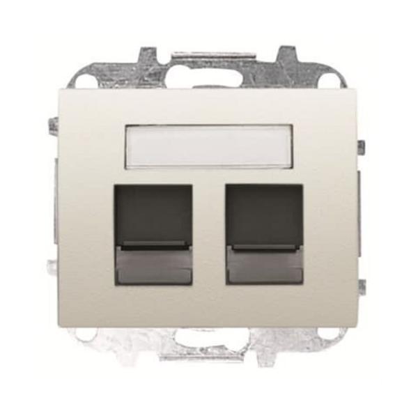 TAPA CON VENTANA PARA 2 CONECTORES TELEFONÍA / INFORMÁTICA OLAS BLANCO JAZMÍN