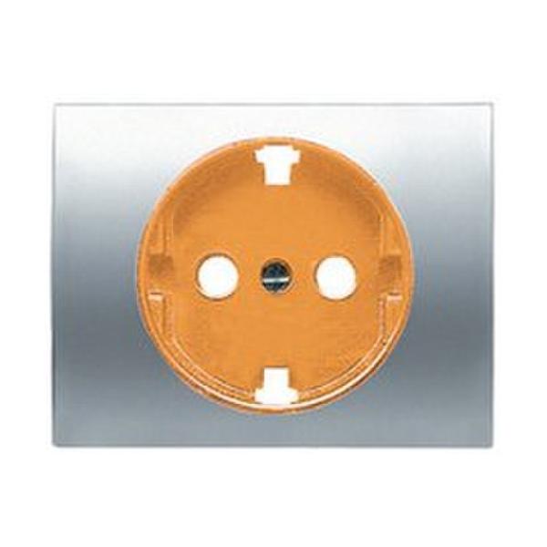 TAPA ENCHUFE 2P+T SCHUKO NARANJA OLAS TITANIO