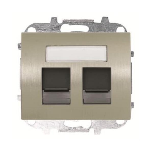 TAPA CON VENTANA PARA 2 CONECTORES TELEFONÍA INFORMÁTICA OLAS ACERO PULIDO