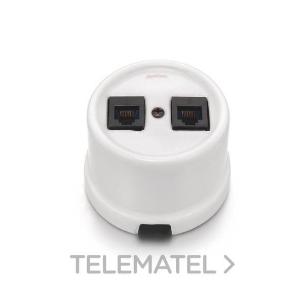 DOBLE TOMA TELÉFONO GARBY 6 VÍAS PORCELANA BLANCO (PACK)