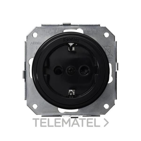 BASE ENCHUFE TOMA TIERRA LATERAL 16A PLSTICO NEGRO (PACK)