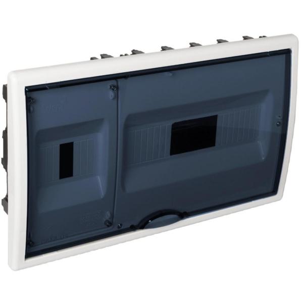 CAJA DISTR.EMP.12 EL.+4 PCTB.382x226x72mm MO.BL PTA.FUMÉ