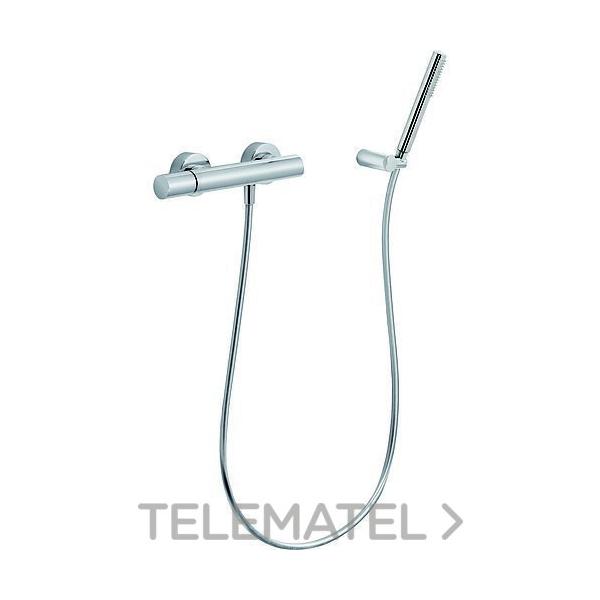 MONOMANDO DUCHA CON SOPORTE ORIENTABLE + FLEXO SATÍN