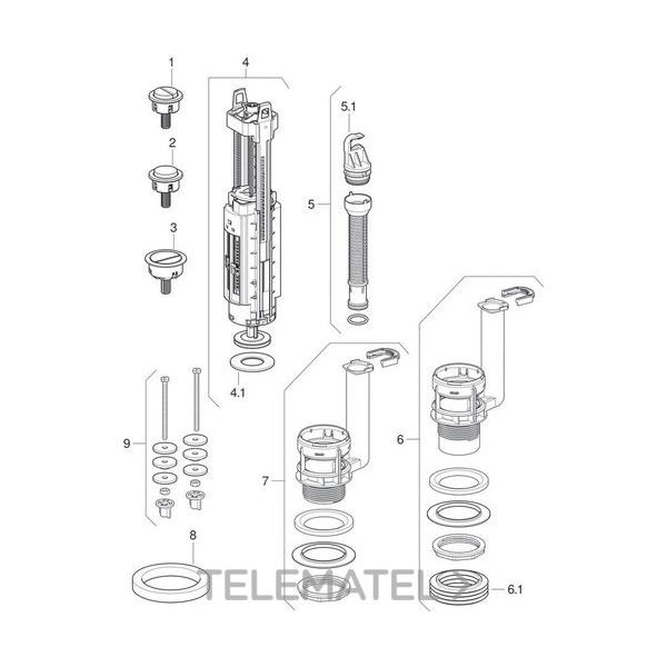 PULSADOR MECANISMO SERIE 290 PARA DOBLE DESCARGA