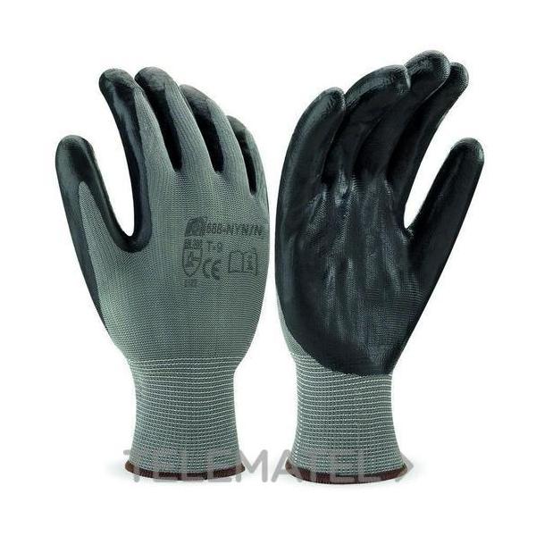 GUANTE NYLON RECUBIERTO NITRILO TALLA 10 NEGRO GRIS