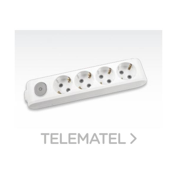 REGLETA X-TENDIA 4xT 2 POLOS+TIERRA 16A 250V+pulsador SIN CABLE BLANCO