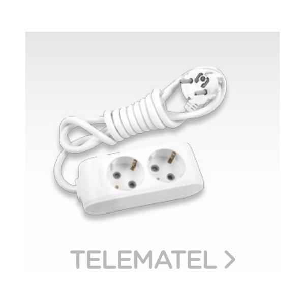 REGLETA X-TENDIA 2xtoma DE CORRIENTE 2 POLOS+TIERRA 16A 250V CABLE 1,5m BLANCO