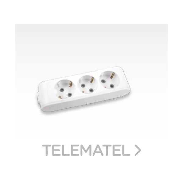 REGLETA X-TENDIA 3xtoma DE CORRIENTE 2 POLOS+TIERRA 16A 250V SIN CABLE BLANCO