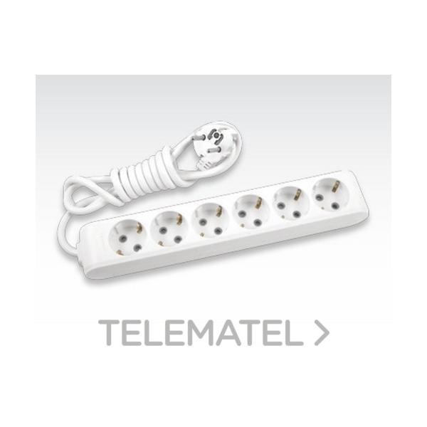 REGLETA X-TENDIA 6xtoma DE CORRIENTE 2 POLOS+TIERRA 16A 250V CABLE 3m BLANCO