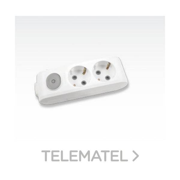REGLETA X-TENDIA 2xT 2 POLOS+TIERRA 16A 250V+pulsador CABLE 1,5m BLANCO