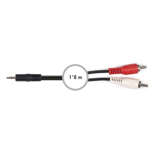 CONEXIÓN JACK 3,5mm ESTÉREO 2 RCA MACHO-MACHO 1,8m