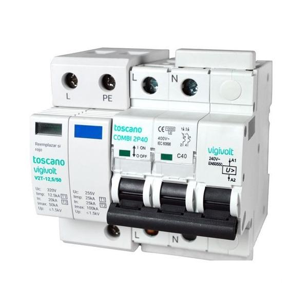 PROTECTOR DE SOBRETENSIN TRANSITORIA COMBI 2P40T12 5/50B PRECABLEADO CLASE I+II