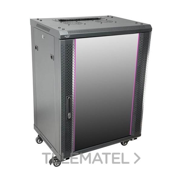 ARMARIO RACK 15U DESMONTADO 600x600mm CARGA 60kg PUERTA CRISTAL