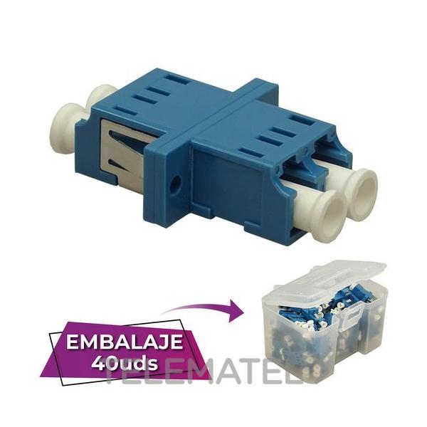 ADAPTADOR LC-LC UPC SM, DX, CON FIJACIONES, TAPN TRASLCIDO, AZUL (EN CAJA)