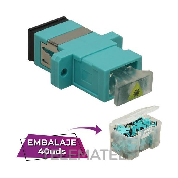 ADAPTADOR SC-SC PC MM, OM3, SX, CON FIJACIONES, TAPN TRASLCIDO, AQUA (EN CAJA)