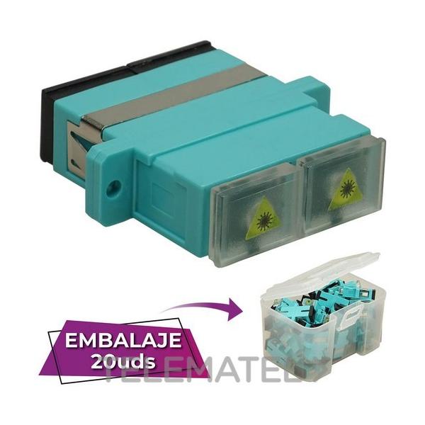 ADAPTADOR SC-SC PC MM, OM3, DX, CON FIJACIONES, TAPN TRASLCIDO, AQUA (EN CAJA)