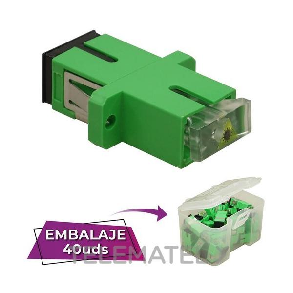 ADAPTADOR SC-SC APC SM SX, CON FIJACIONES, TAPN TRASLCIDO, VERDE (EN CAJA)