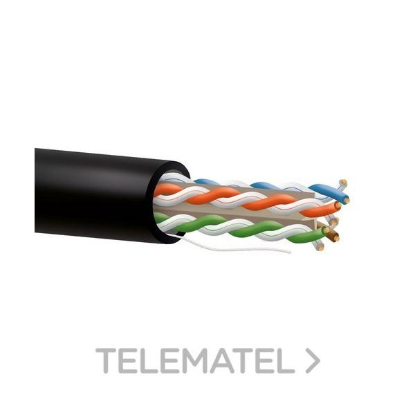 CABLE Cat6 U/UTP BC 23AWG 250Mhz PE + EXTERIOR NEGRO CARRETE (EN CAJA)