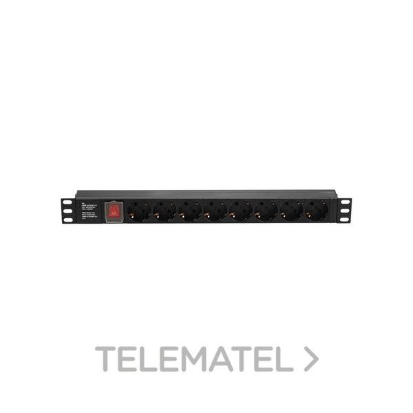 REGLETA 19" 1U 8 DIN ON/OFF PLUG MACHO IEC320-C14 10Amp CARCASA ABS