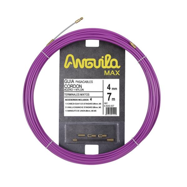 PASACABLES ANGUILA MAX CORDÓN ACERO NYLON 7m LILA