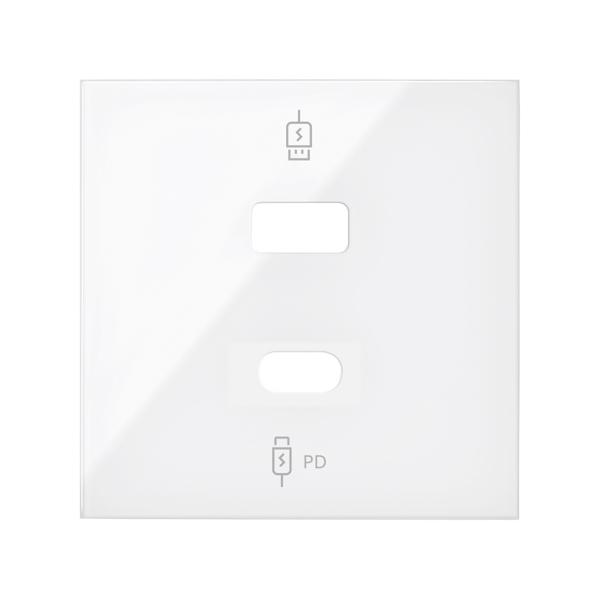 Tapa cargador USB C+A blanco brillante Simon 100