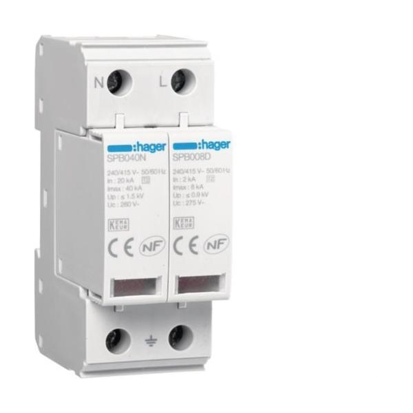 DPS 2P TIPO 2 TNS/TT UC 275V IN 2kA IMAX 8kA UP 1kV