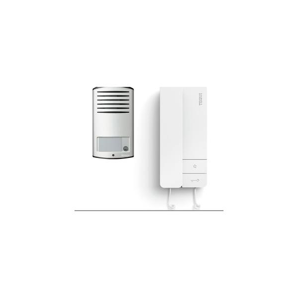 Kit audio 1 vivienda 2 hilos, placa LÍNEA 2000 y un teléfono SERIE 8