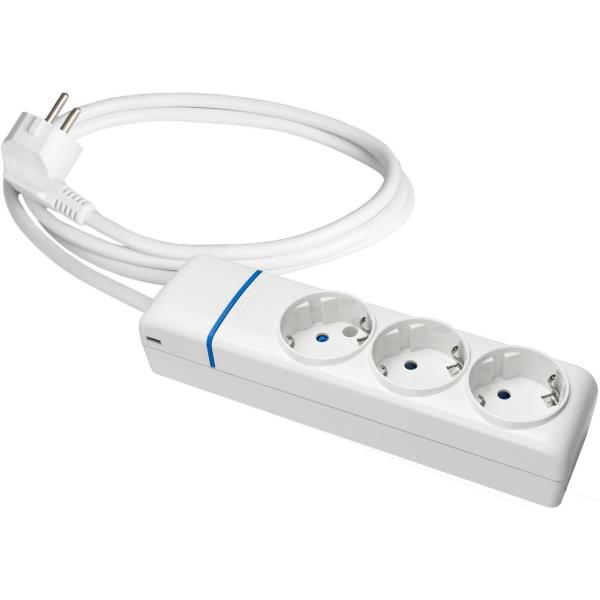 PROLONGADOR CON 3 TOMAS 2P+T, 16A 250V 1.5 M DE CABLE H05VV-F 3G1,5mm