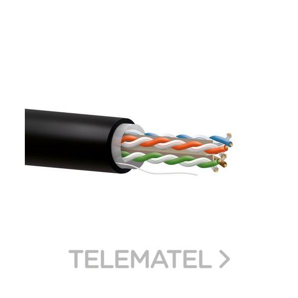 CABLE Cat6 U/UTP BC 24AWG-0,51mm PE+ EXTERIOR NEGRO (CARRETE EN CAJA 305m)