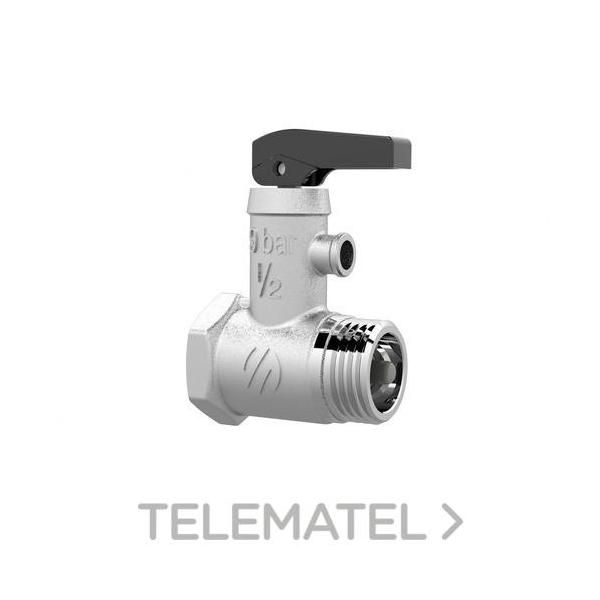 VÁVULA SEGURIDAD THERMO 1/2" M-H 9bar MANETA NEGRA ANTIRRETORNO